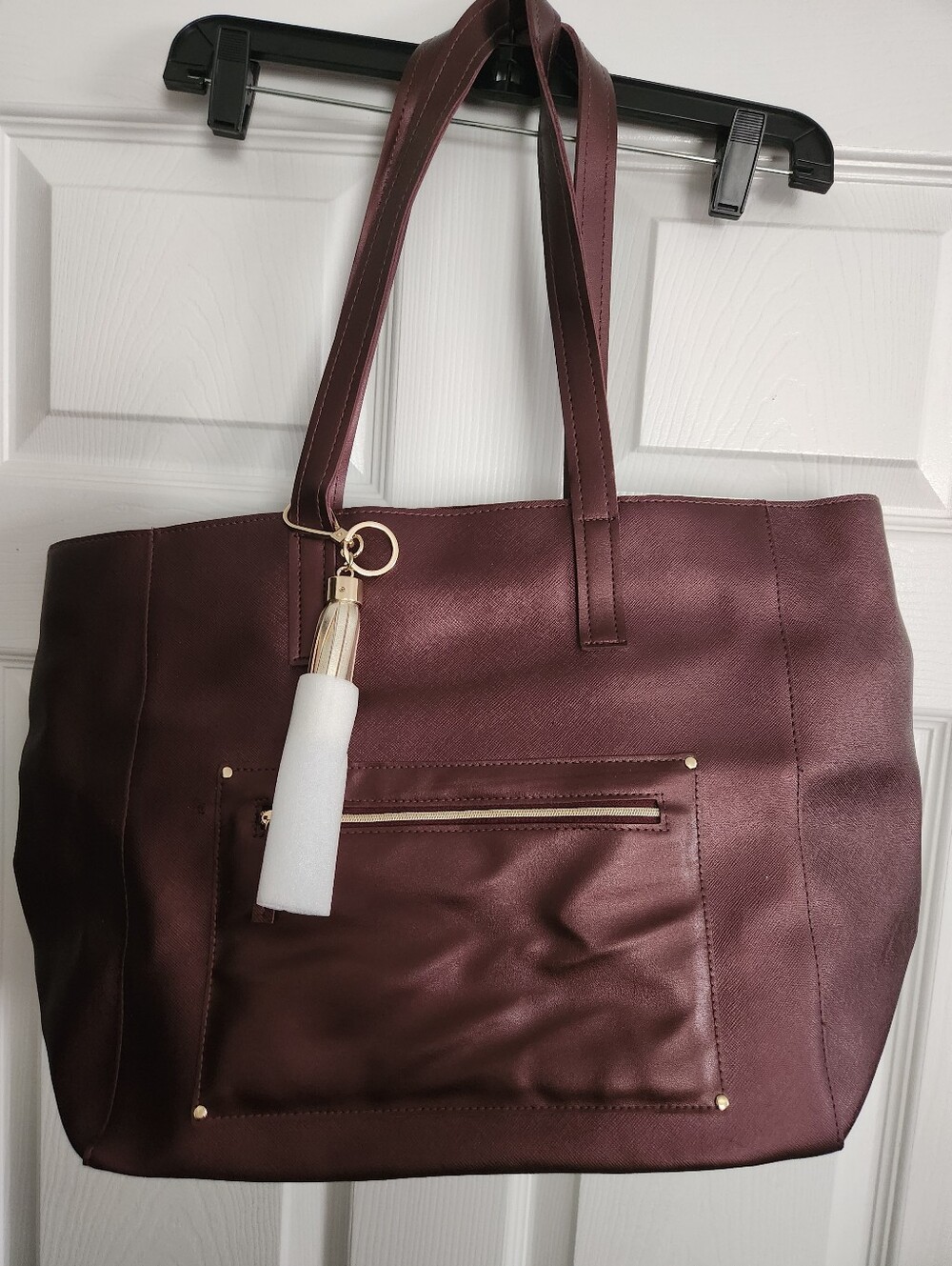 Bath And Bodg Workw Women's Burgundy Tote Bag with Front Pocket
